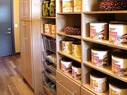 solid wood pantry displaying canned goods Milan in Ginger