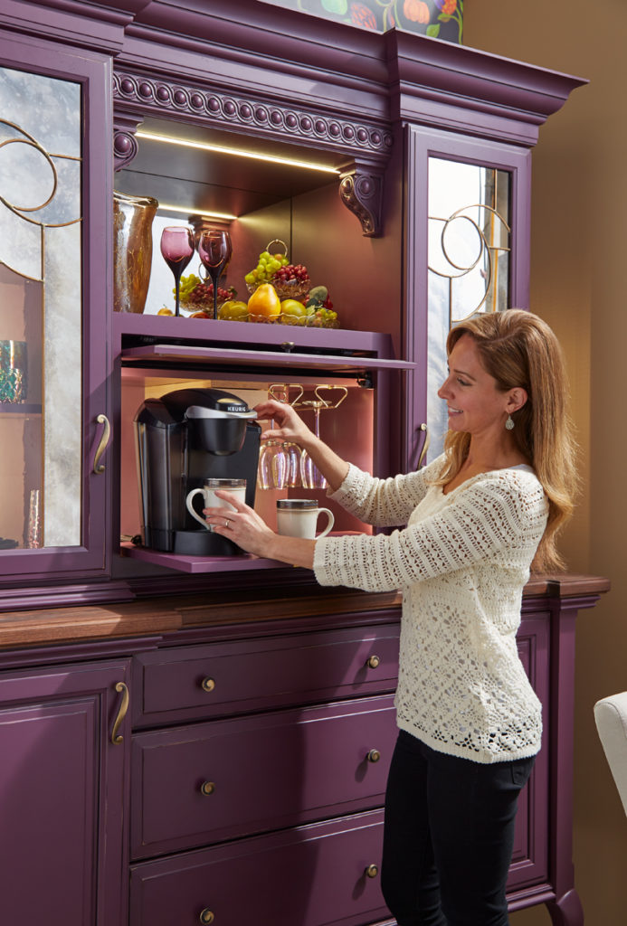 coffee center pull-out for kitchen cabinets