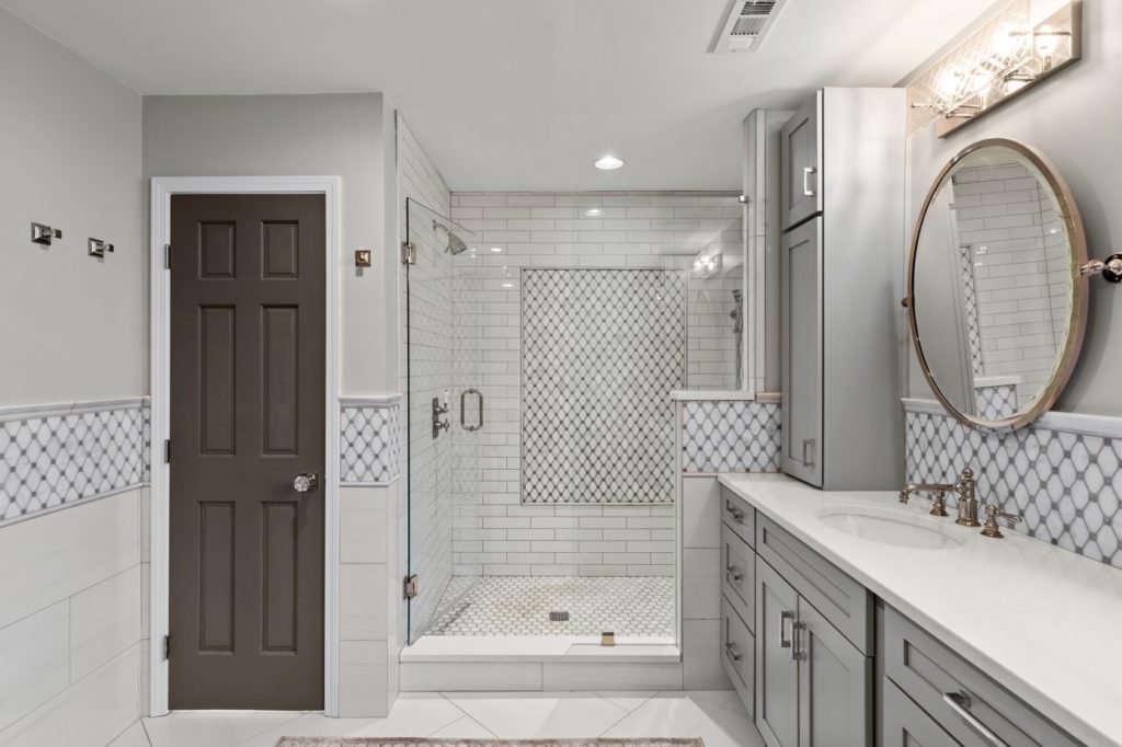gray bathroom and shower