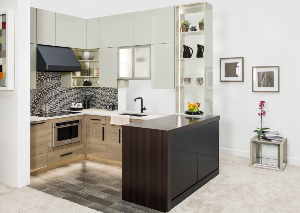 open kitchen with two-tone cabinets
